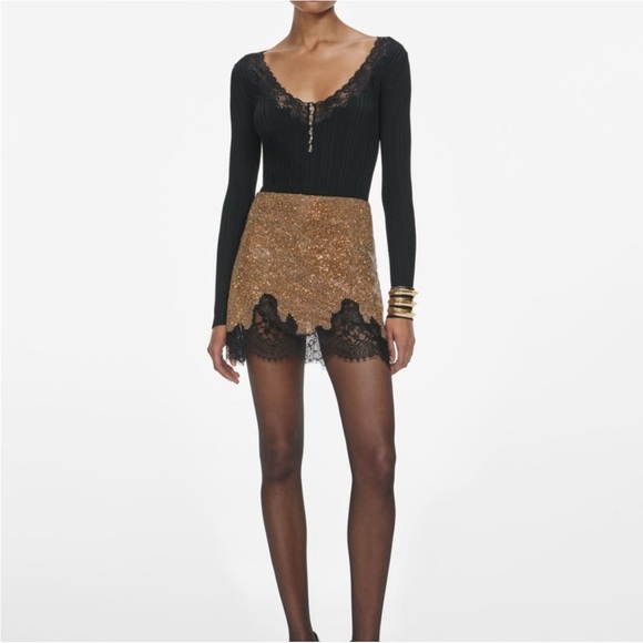 Self-Portrait Dresses & Skirts - Self-portrait Brown Crystal Chainmail Mini Skirt